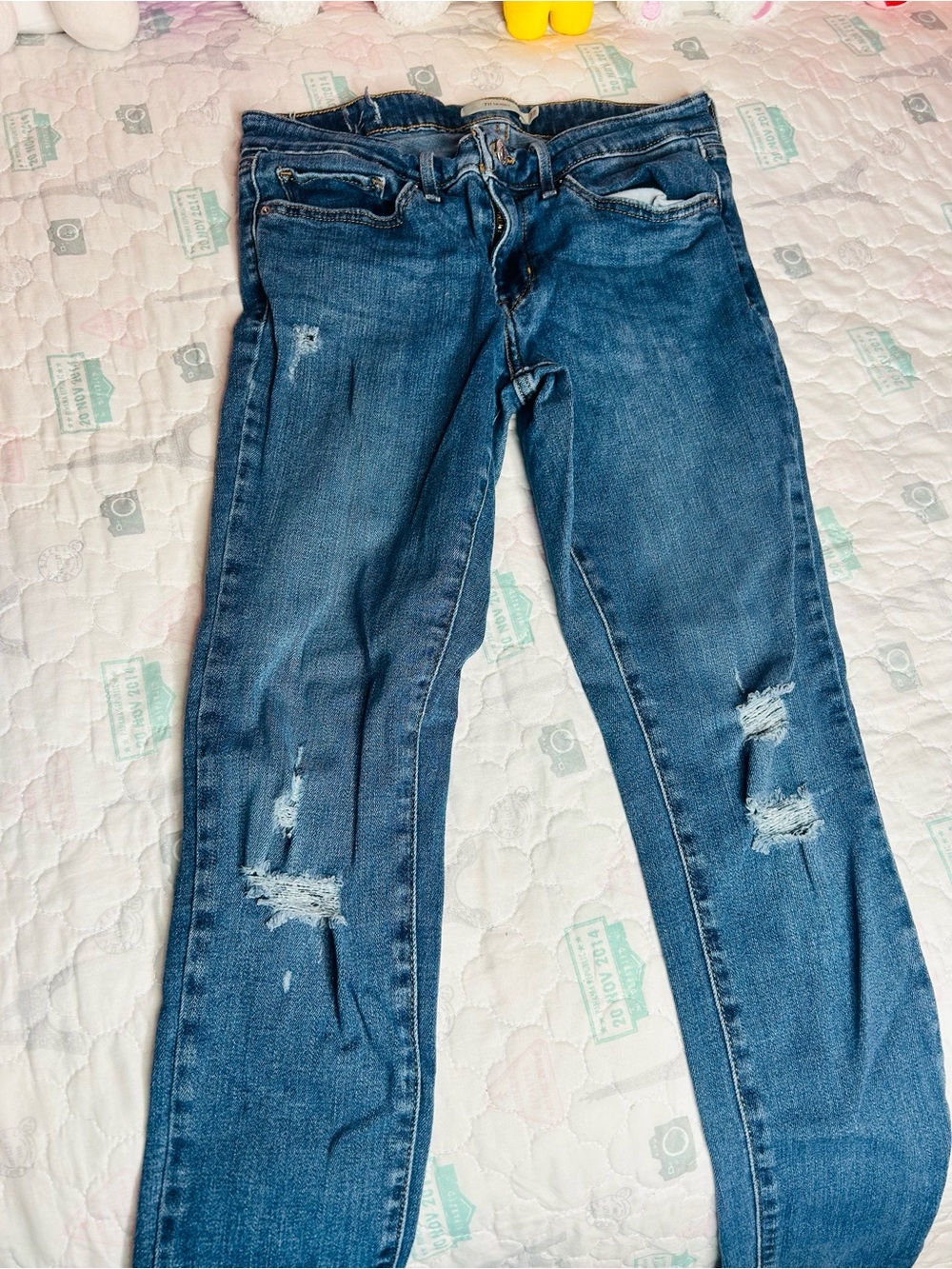 Levi's Women's Ripped Skinny Jeans - Blue Denim